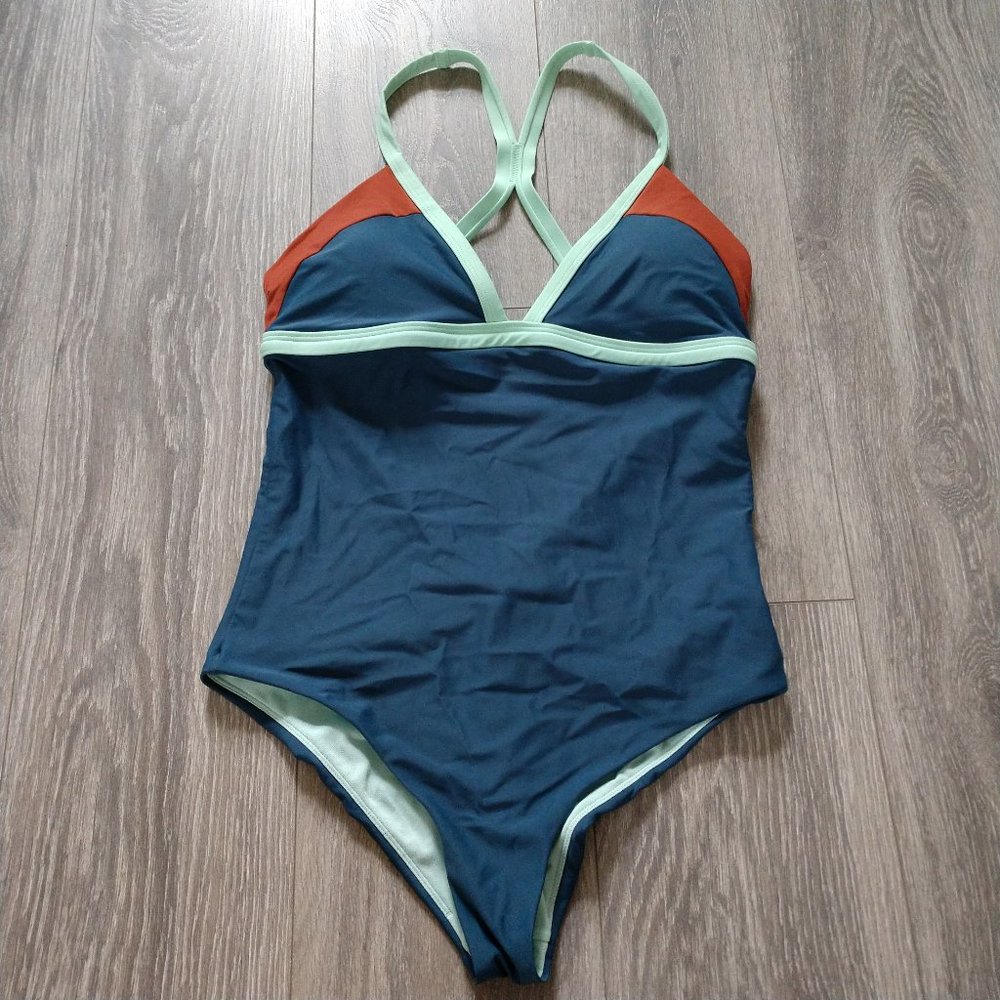 Prana V Neck Ultra Low Back One Piece Swimsuit